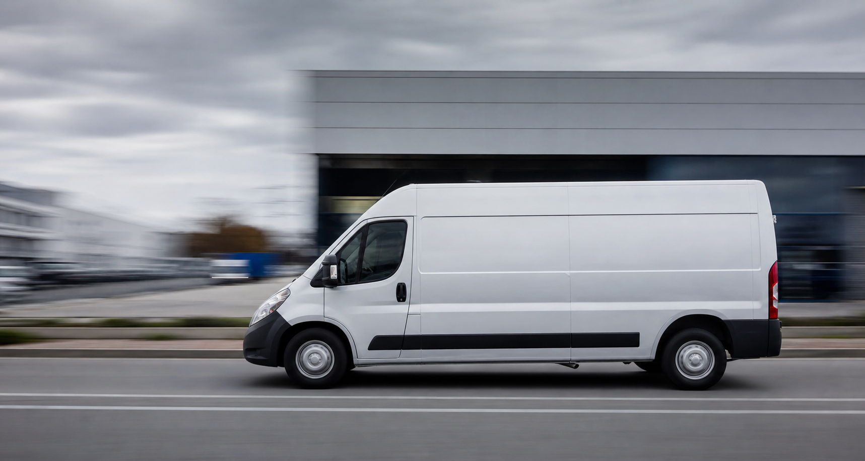 Delivery van in motion